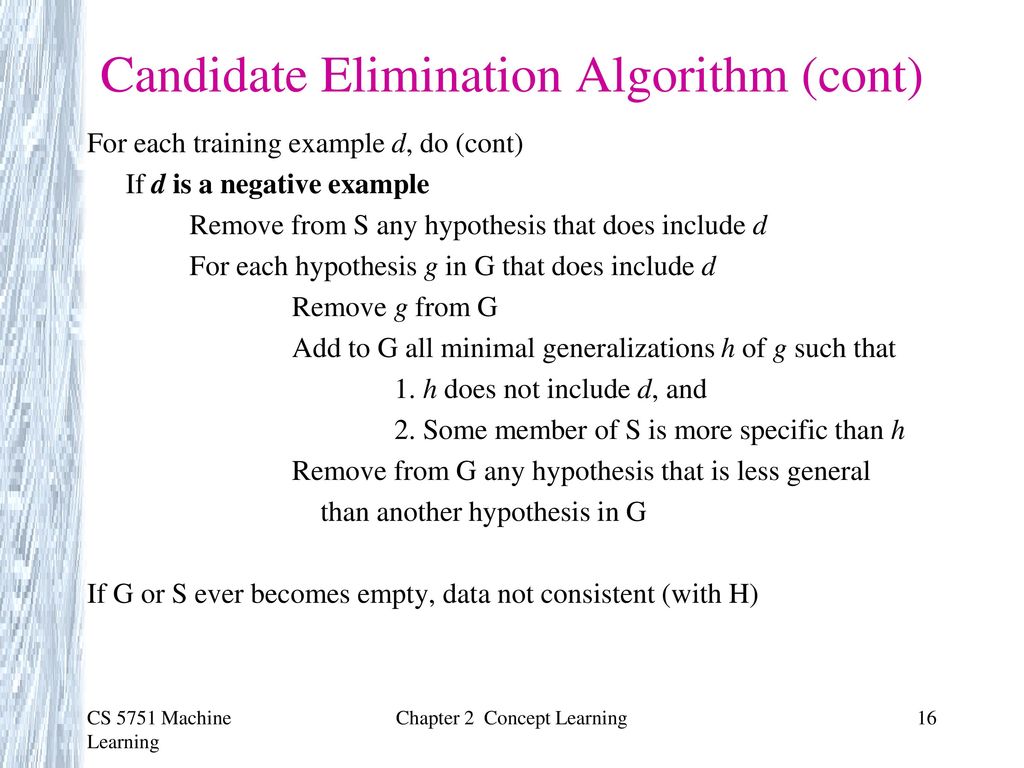 Candidate elimination algorithm sales in machine learning